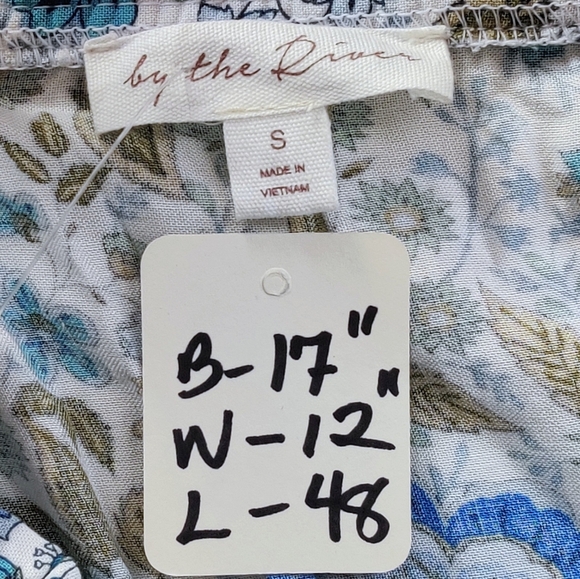BY THE RIVER Floral Dress Puff Sleeve Midi Smocked Peasant Boho Cottagecore NWOT - Picture 6 of 8
